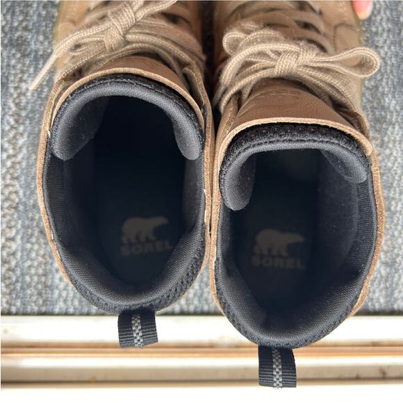 SOREL Caribou Mid Waterproof Lace Up Leather Sneaker Khaki Size 9 - Picture 8 of 16